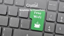  Presentation with coffee shop - Beautiful PPT theme featuring free wifi in coffee shop backdrop and a gray colored foreground