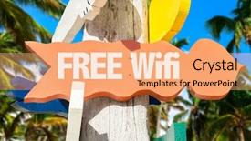  Presentation with wifi - Theme featuring free wifi sign with palm background and a coral colored foreground