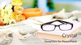  Presentation with book glasses - Presentation theme enhanced with free winter scene - composition with old book eye background and a  colored foreground