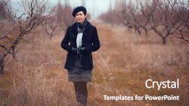  Presentation with sad woman walking - Presentation design enhanced with homily - close up of cheeky senior background and a coral colored foreground.