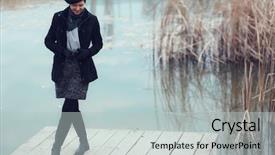  Presentation with sad woman walking - PPT theme having text 15 th april with us dollar background and a light gray colored foreground