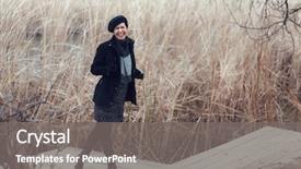  Presentation with aged - Audience pleasing slide set consisting of free winter scene - middle aged woman walking backdrop and a gray colored foreground