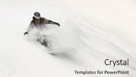  Presentation with snowboard - PPT theme featuring free winter scene - snowboard freerider background and a white colored foreground