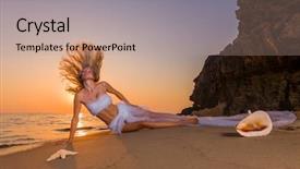  Presentation with free hockey - Theme consisting of free woman enjoying freedom feeling background and a coral colored foreground