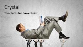  Presentation with kids reading book - Slide set having free workbalance - young businessman lying and reading background and a  colored foreground