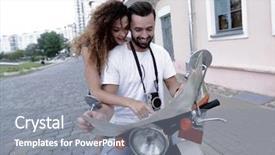  Presentation with couple - Slide set with free world - scooter ride beautiful couple riding background and a gray colored foreground