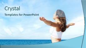  Presentation with fighter jet model - PPT layouts featuring pi - beautiful attractive model posing background and a sky blue colored foreground