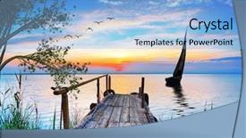  Presentation with reflection - Presentation design consisting of free reflection - sunset in the lake background and a light blue colored foreground