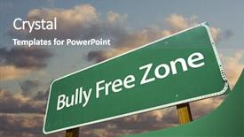  Presentation with bully - Slide deck with free zone green road sign background and a gray colored foreground