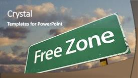  Presentation with zone - Slides featuring free zone green road sign background and a  colored foreground