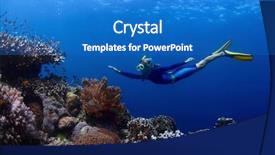  Presentation with sea coral - Cool new PPT theme with freediver finning underwater along a coral reef in a tropical sea backdrop and a teal colored foreground