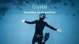  Presentation with bubble - Colorful PPT theme enhanced with freediver-haves-fun-and-blows backdrop and a ocean colored foreground
