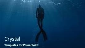  Presentation with deep sea - PPT theme having freediver-swimming-in-deep-sea and a navy blue colored foreground