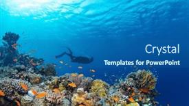  Presentation with deep sea - PPT theme having freediver-swimming-in-deep-sea and a ocean colored foreground