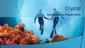  Presentation with sea coral - Cool new presentation theme with freedivers gliding over the bright backdrop and a light blue colored foreground