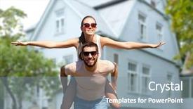  Presentation with freedom - PPT theme enhanced with freedom and people concept - happy background and a gray colored foreground