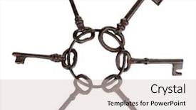  Presentation with old photographs black and white - PPT theme featuring freedom concept - bunch of old keys isolated background and a lemonade colored foreground