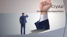  Presentation with concept - Audience pleasing PPT layouts consisting of freedom fighter - fist gesture in business concept backdrop and a soft green colored foreground