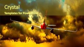  Presentation with freedom fighters - PPT theme consisting of freedom fighters - silhouette of airplane on sunset background and a tawny brown colored foreground