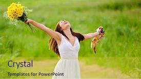  Presentation with freedom - Cool new presentation theme with modern interior composition with colorful pictures on wall backdrop and a teal colored foreground