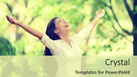  Presentation with allergies - Presentation theme enhanced with freedom happy woman feeling alive background and a blonde colored foreground