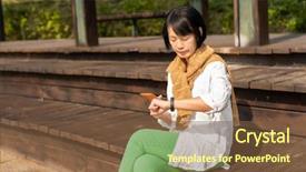  Presentation with smart watch red heart - Beautiful slide set featuring freedom information - asian woman using smart watch backdrop and a tawny brown colored foreground
