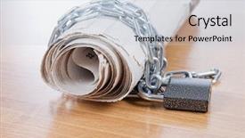  Presentation with newspapers - Slide set with freedom information - newspapers with chains background and a lemonade colored foreground