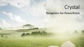  Presentation with open book - Amazing PPT theme having freedom information - open book in a meadow backdrop and a light gray colored foreground