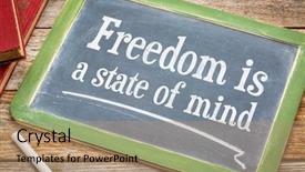  Presentation with rustic blackboard - Amazing slides having freedom-is-a-state backdrop and a coral colored foreground