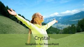  Presentation with sport blue - PPT layouts enhanced with freedom over mountains green background and a yellow colored foreground