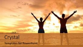  Presentation with living life - Beautiful PPT theme featuring freedom people living a free backdrop and a gold colored foreground