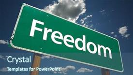  Presentation with highway road sign - Amazing theme having freedom road sign with dramatic backdrop and a ocean colored foreground