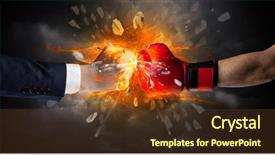  Presentation with rock band hands - Colorful presentation theme enhanced with freedom struggle - two hands fighting and breaking backdrop and a  colored foreground