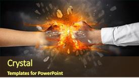  Presentation with rock band hands - Amazing PPT theme having freedom struggle - two hands fighting and breaking backdrop and a tawny brown colored foreground