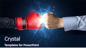  Presentation with glow - Amazing presentation design having freedom struggle - two hands fighting with light backdrop and a navy blue colored foreground