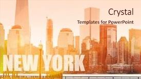  Presentation with magnifying lens over - Colorful presentation design enhanced with freedom tower - dawn sunshine breaking over lower backdrop and a lemonade colored foreground