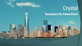  Presentation with manhattan - Presentation consisting of freedom tower - manhattan downtown skyline with urban background and a  colored foreground