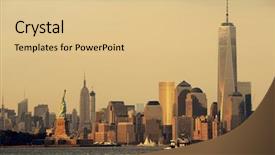  Presentation with manhattan - Cool new PPT theme with freedom tower - manhattan downtown skyline with urban backdrop and a  colored foreground