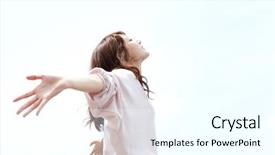  Presentation with freedom - Presentation design consisting of freedom travel - beautiful young woman portrait background and a cool aqua colored foreground