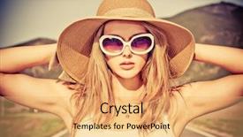  Presentation with road - Slides with freedom travel - beautiful young woman posing background and a yellow colored foreground