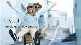  Presentation with bicycle generator - PPT layouts enhanced with freedom travel - mature couple enjoying while riding background and a light blue colored foreground
