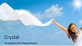  Presentation with freedom - Presentation with freedom wings - beautiful girl with white scarf background and a light blue colored foreground