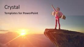  Presentation with astronaut - Slides having freedom wings - little girl is playing astronaut background and a mint green colored foreground