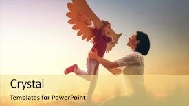  Presentation with dental mother and child - Slide deck featuring freedom wings - mother and her daughter child background and a blonde colored foreground