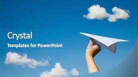  Presentation with plane - Beautiful PPT layouts featuring freedom wings - paper plane in child hand backdrop and a teal colored foreground