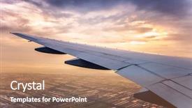  Presentation with plane - Beautiful PPT theme featuring freedom wings - sunset sky view backdrop and a coral colored foreground