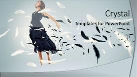  Presentation with bird - Audience pleasing slides consisting of freedom wings - young girl flying backdrop and a light gray colored foreground