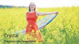  Presentation with freedom - Amazing PPT layouts having freedom woman at yellow rape backdrop and a  colored foreground