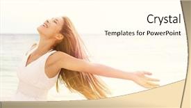  Presentation with bliss - Slide set having freedom woman in free happiness background and a white colored foreground