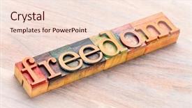  Presentation with color blocks - Cool new presentation theme with freedom word abstract in letterpress backdrop and a lemonade colored foreground